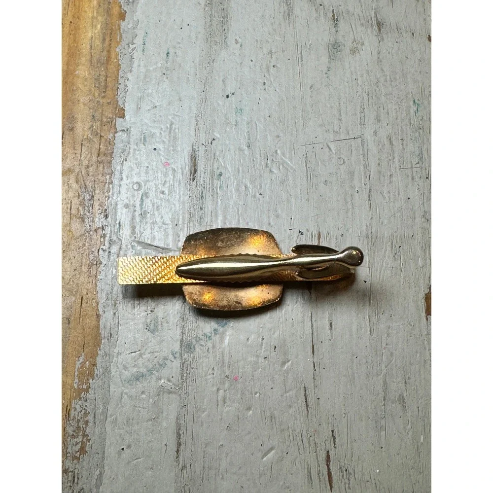 Vintage SWANK Men's Cuff Links & Tie Clip In Original‎ Box Gold tone & Black